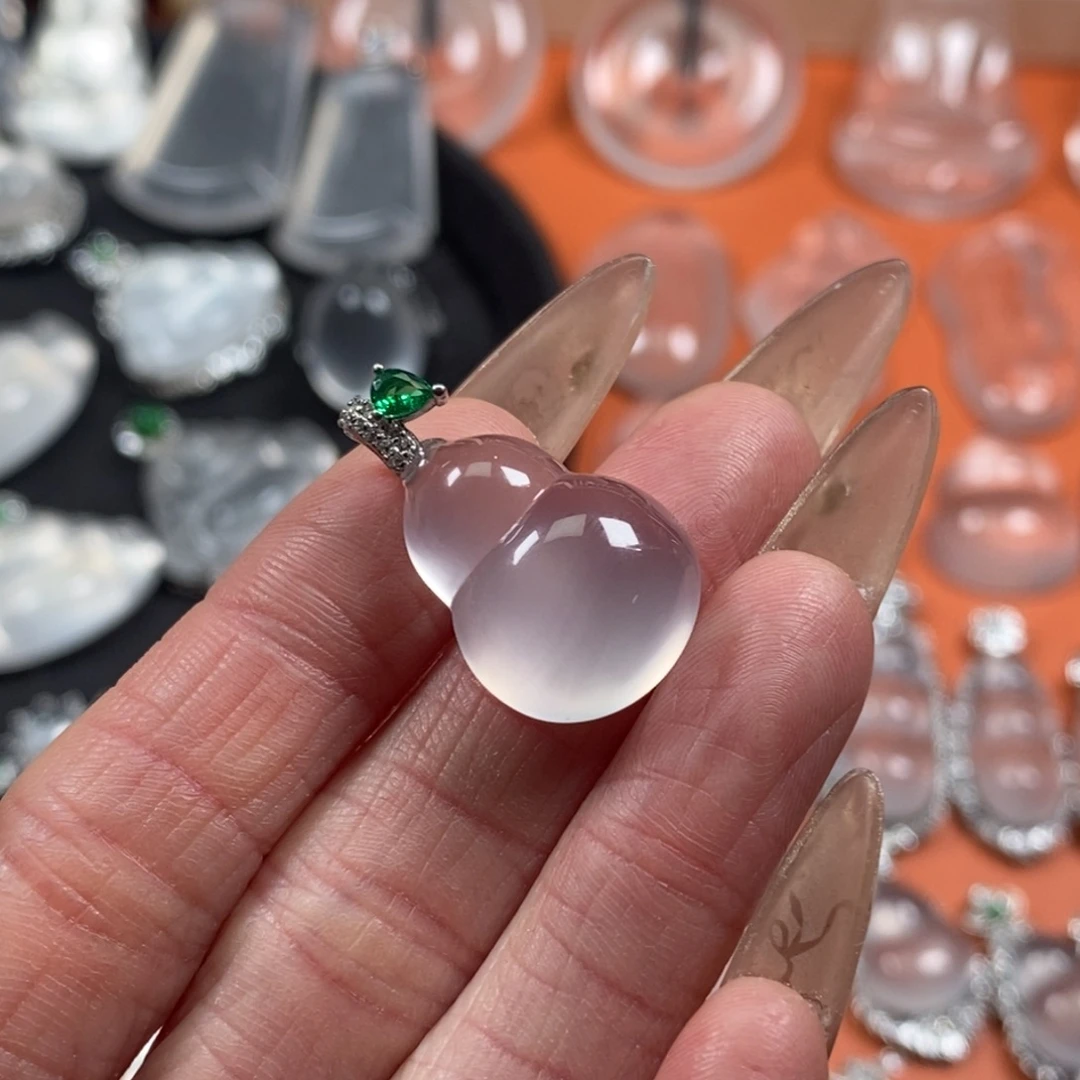 石英质玉银S925镶嵌颈饰黑钢葫芦