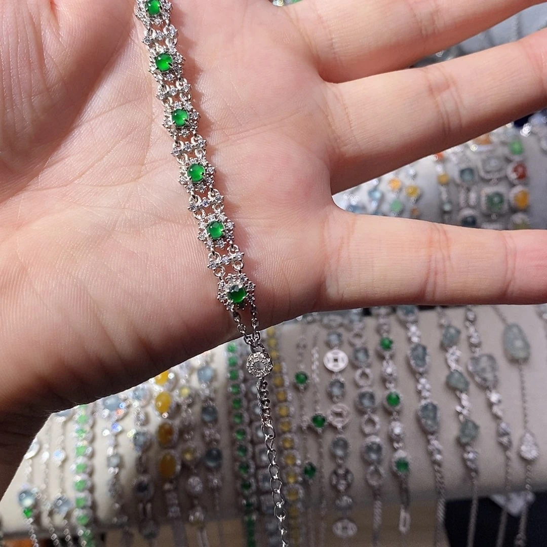 翡翠银S925镶嵌手链