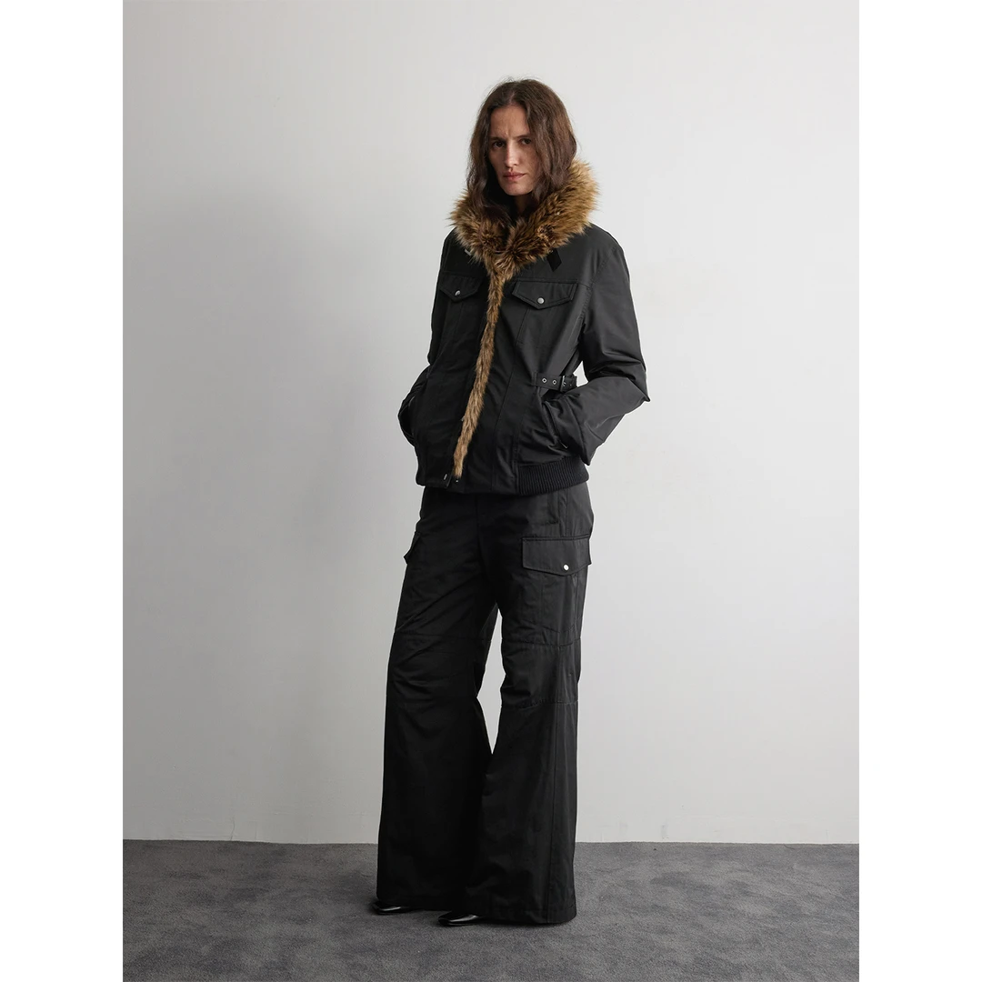 RandomPiece【达人】微喇工装口袋膝盖双层微收内里抓绒工装休闲裤