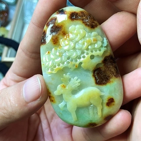颈饰未镶嵌翡翠福豆豆珠宝翡翠颈饰