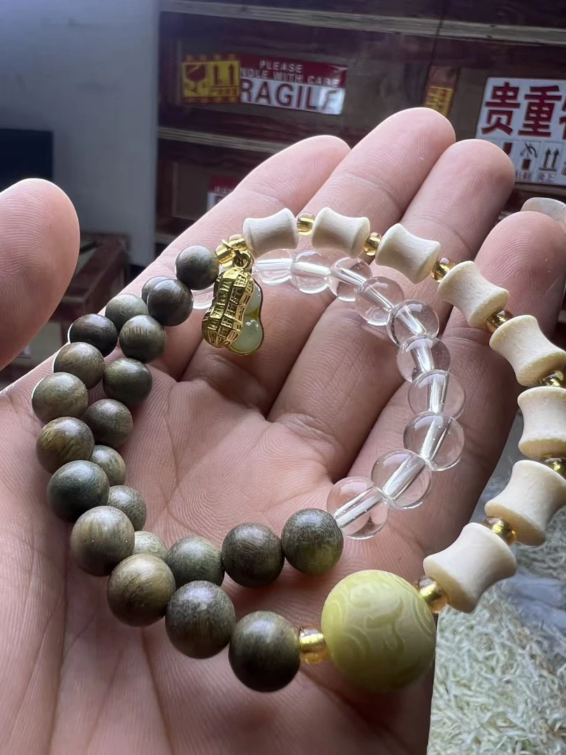 31F绿檀双拼双圈手串