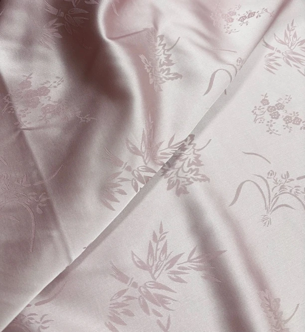 粉色梅兰竹菊 双面提花国风新中式服装面料