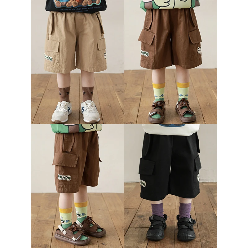 YOEHYAUL/幼悠【户外熊猫】夏二波 男童休闲宽松薄款短裤 N5866
