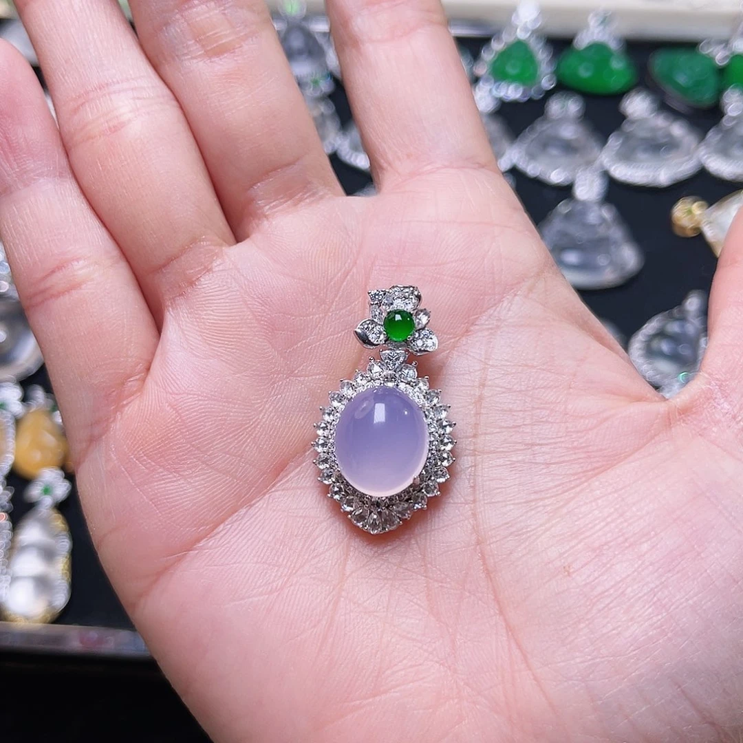 玛瑙/玉髓颈饰银S925镶嵌紫***¥