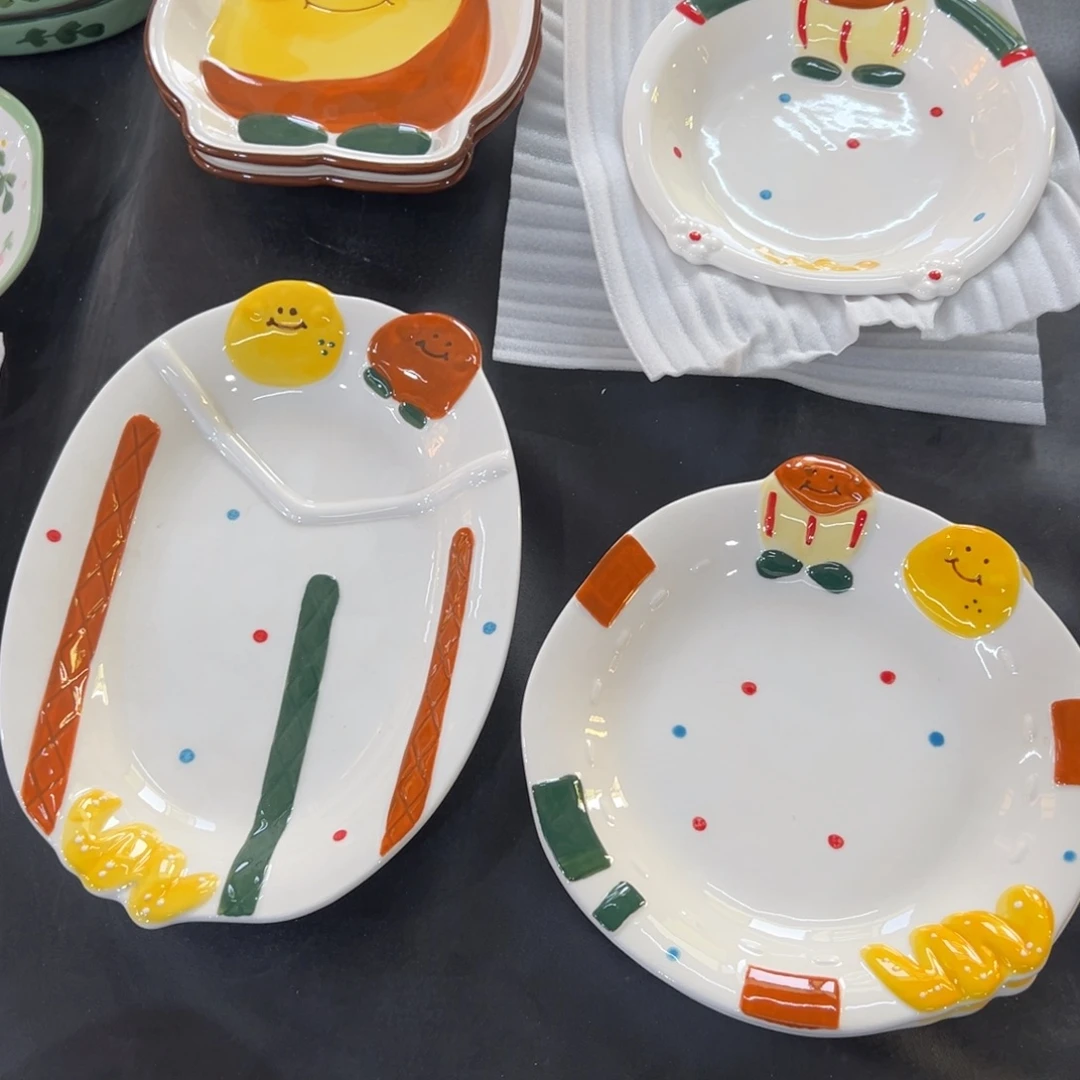 摆件陶高温陶瓷釉下彩微瑕……4件套