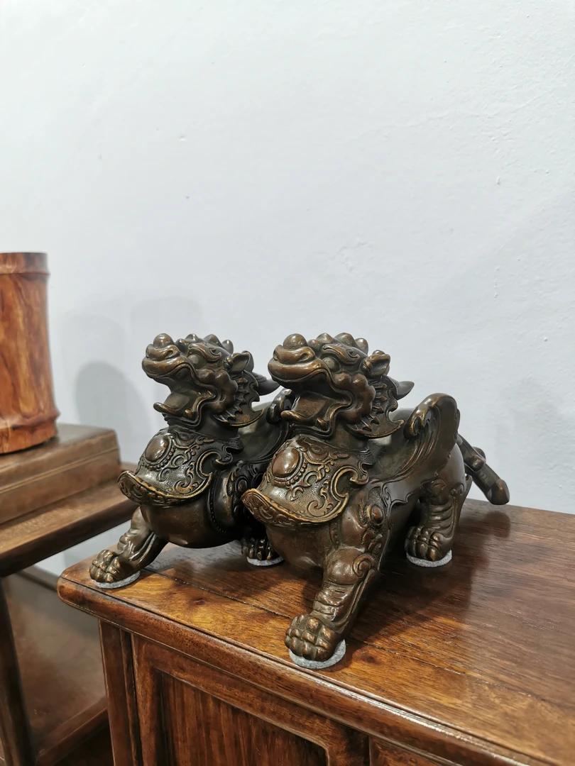 摆件麒麟大号一对铜