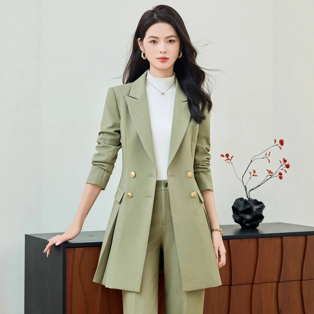 风衣外套女中长款2025新款春秋高级感气质酒店前台珠宝店经理套装