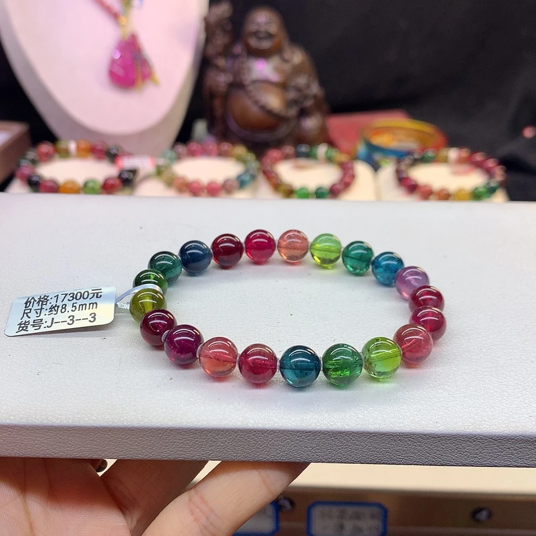 碧玺未镶嵌手串8.5/浓艳色标。