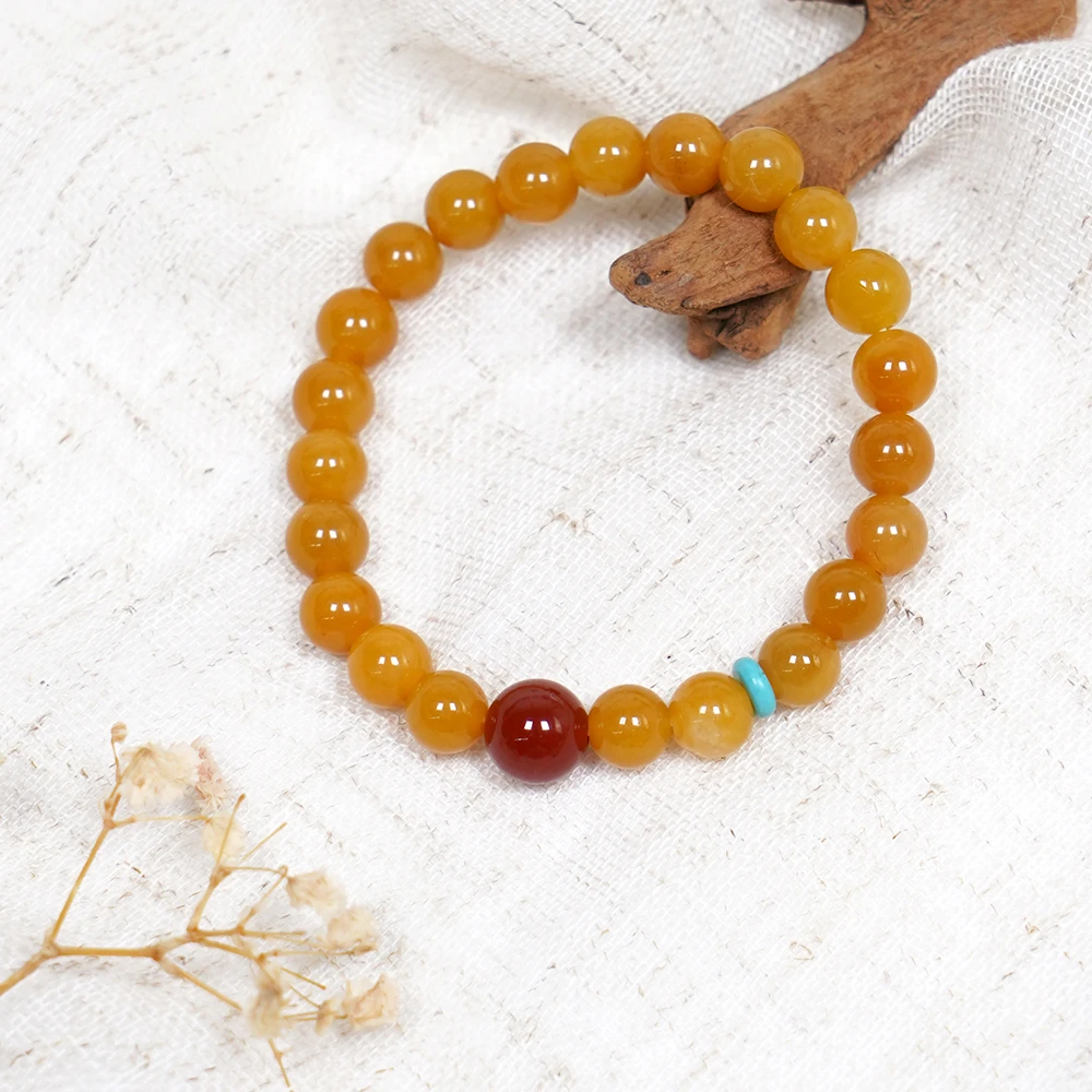 天然新疆黄龙玉单圈卡8mm简约设计手串QF-A160