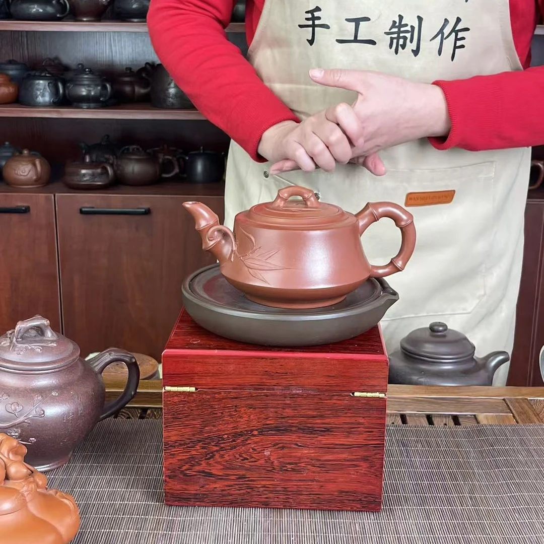 红皮龙花器竹节家藏老料紫砂壶