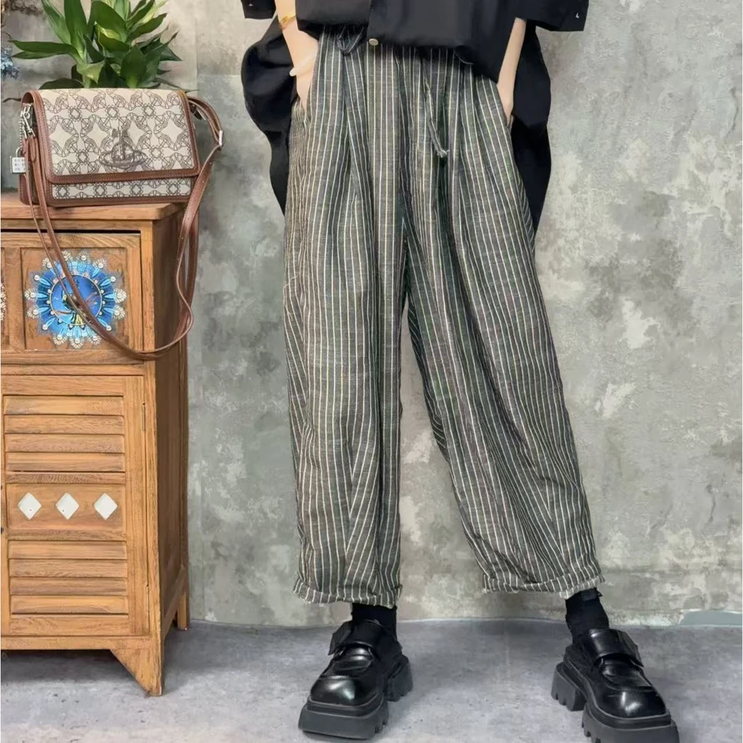 【沐木流浪记】（风轻）时尚条纹休闲女裤子 Z