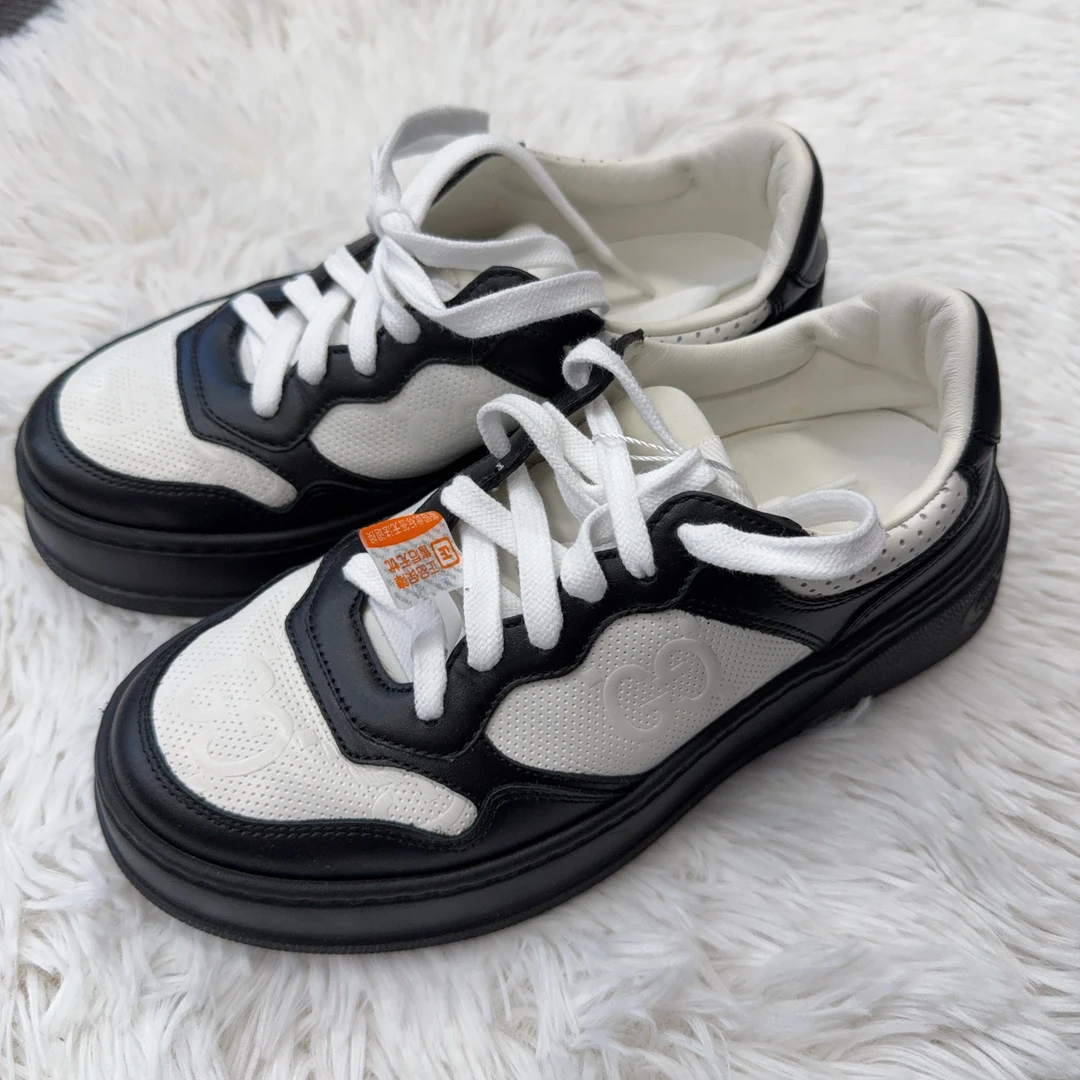 95新 GUCCI/古驰 麦殿/运动鞋黑白色36码/250504VHH2Z04