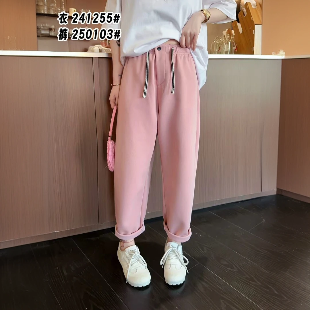 XPP 特大码多巴胺遮跨松紧腰哈伦高腰显瘦萝卜老爹烟管裤250103