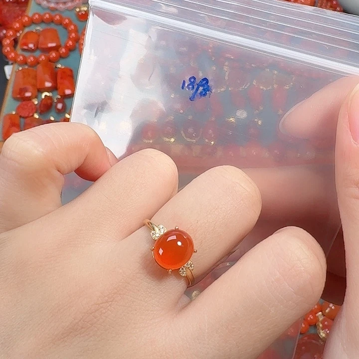 南红玛瑙银S925镶嵌戒指