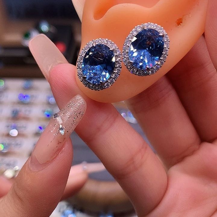 银S925镶嵌耳坠海蓝宝石