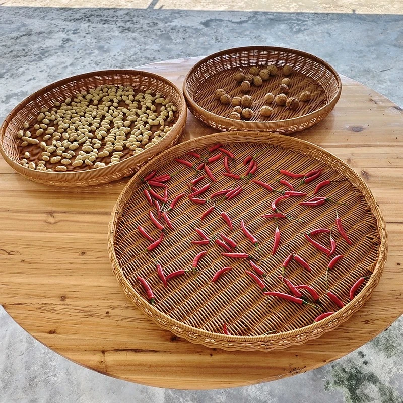 家用仿藤编手工编织特大号晒筐簸箕晾晒神器洗菜沥水篮收纳篮厨房