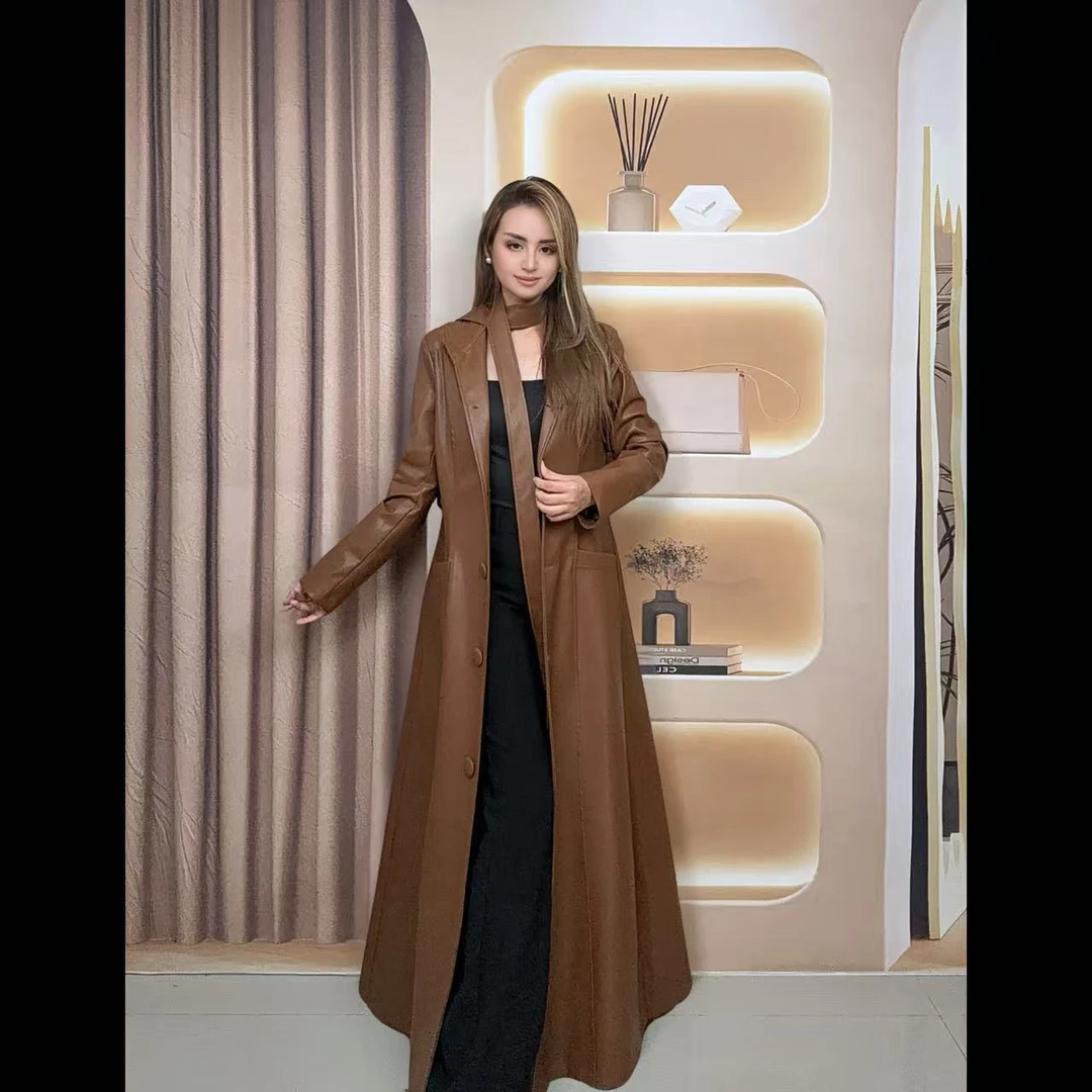 长款轻职风3D中长款薄款常规皮衣秋季时尚韩版百搭