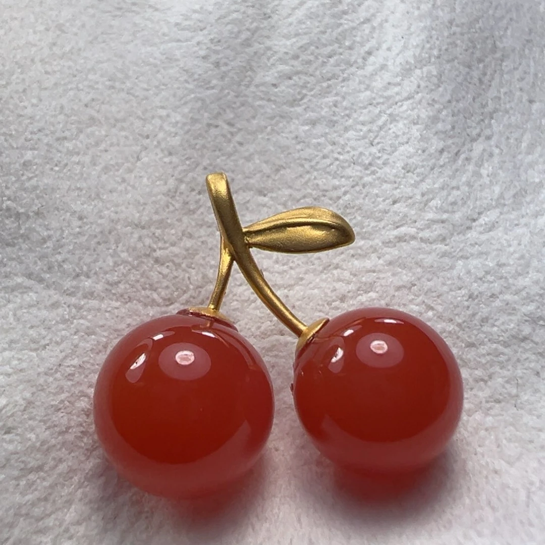 南红玛瑙吊坠18K金镶嵌赵*宝