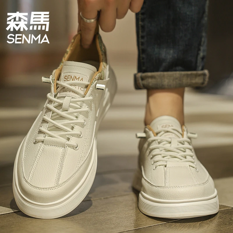森马男鞋秋季透气一脚蹬厚底百搭休闲板鞋男士高级感运动小白潮鞋