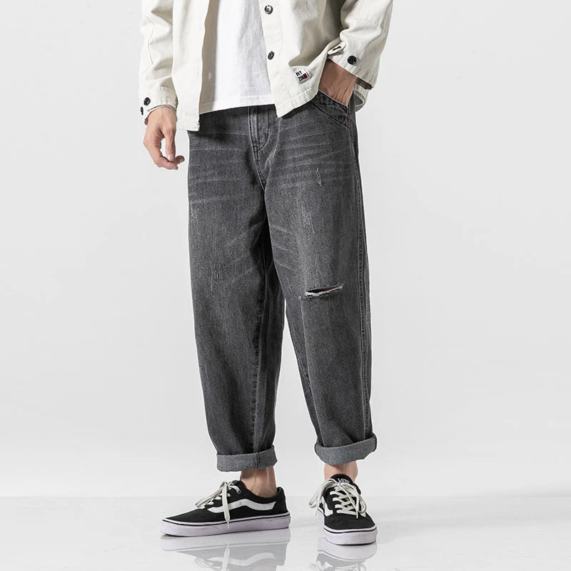 春季束脚牛仔裤男新款潮流百搭裤子复古做旧水洗休闲裤CZK539