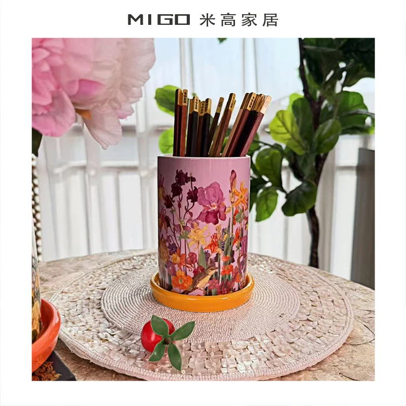 【米高家居】高温瓷筷子筒家用厨房沥水筷子刀叉勺子收纳桶