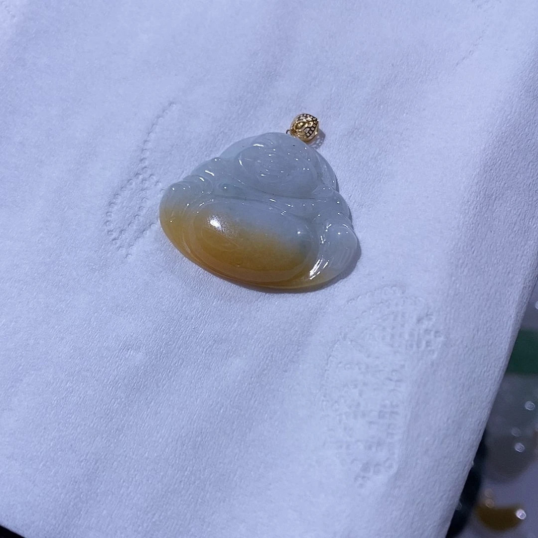 翡翠吊坠(不含链)18K金镶嵌