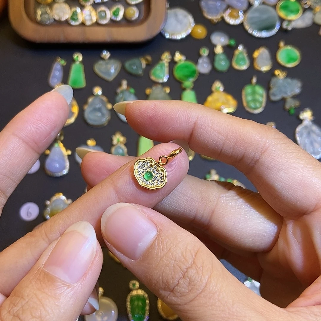 翡翠银S925镶嵌吊坠(不含链)