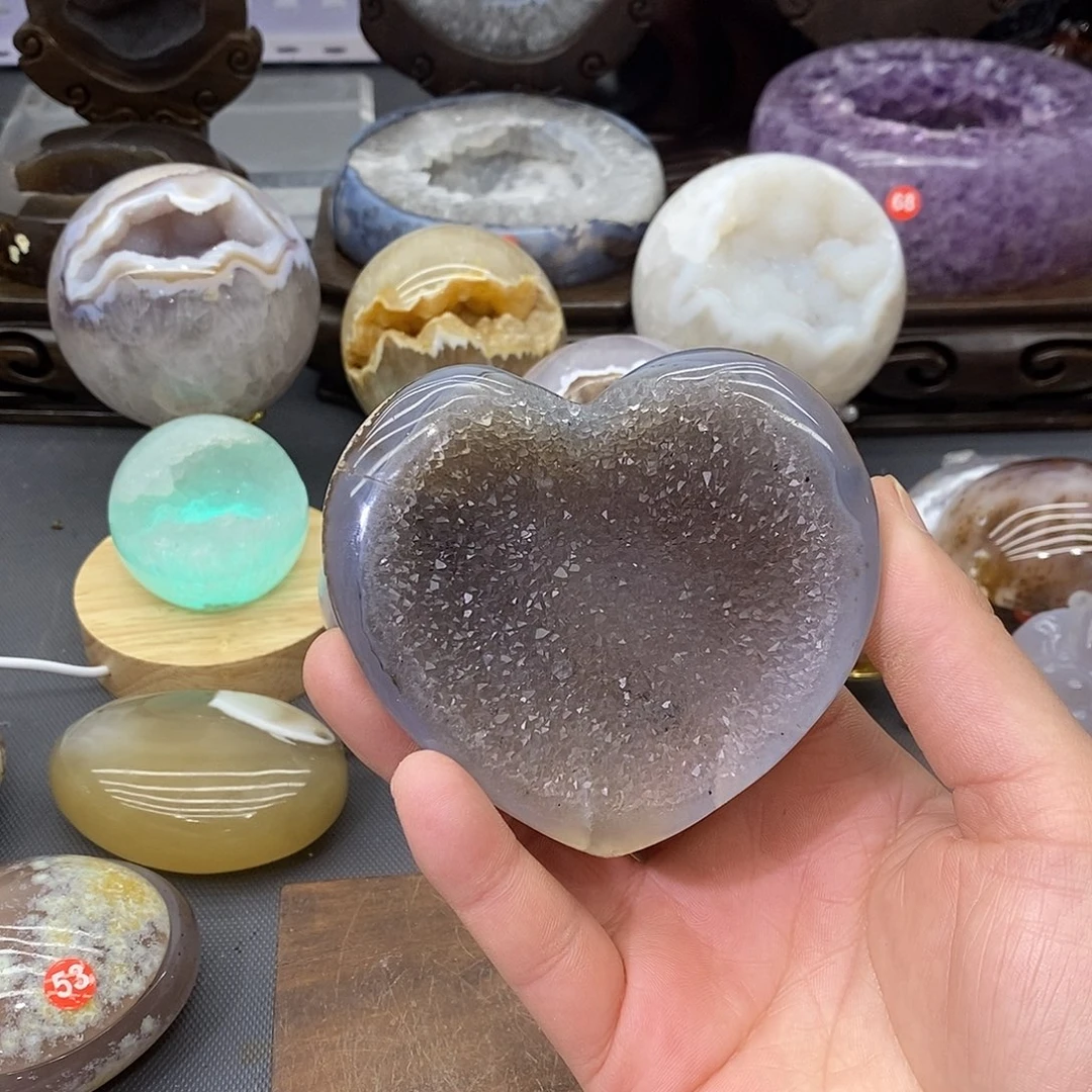 未镶嵌紫晶摆件爱心