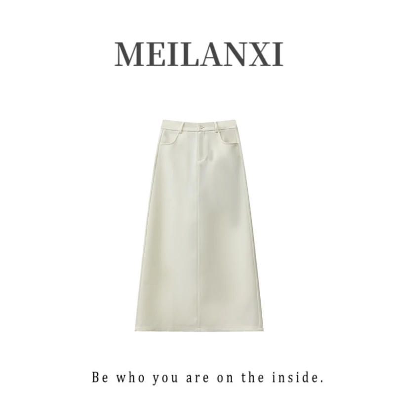 【MEILANXI】春秋气质简约半身裙高腰时尚休闲百搭A字裙