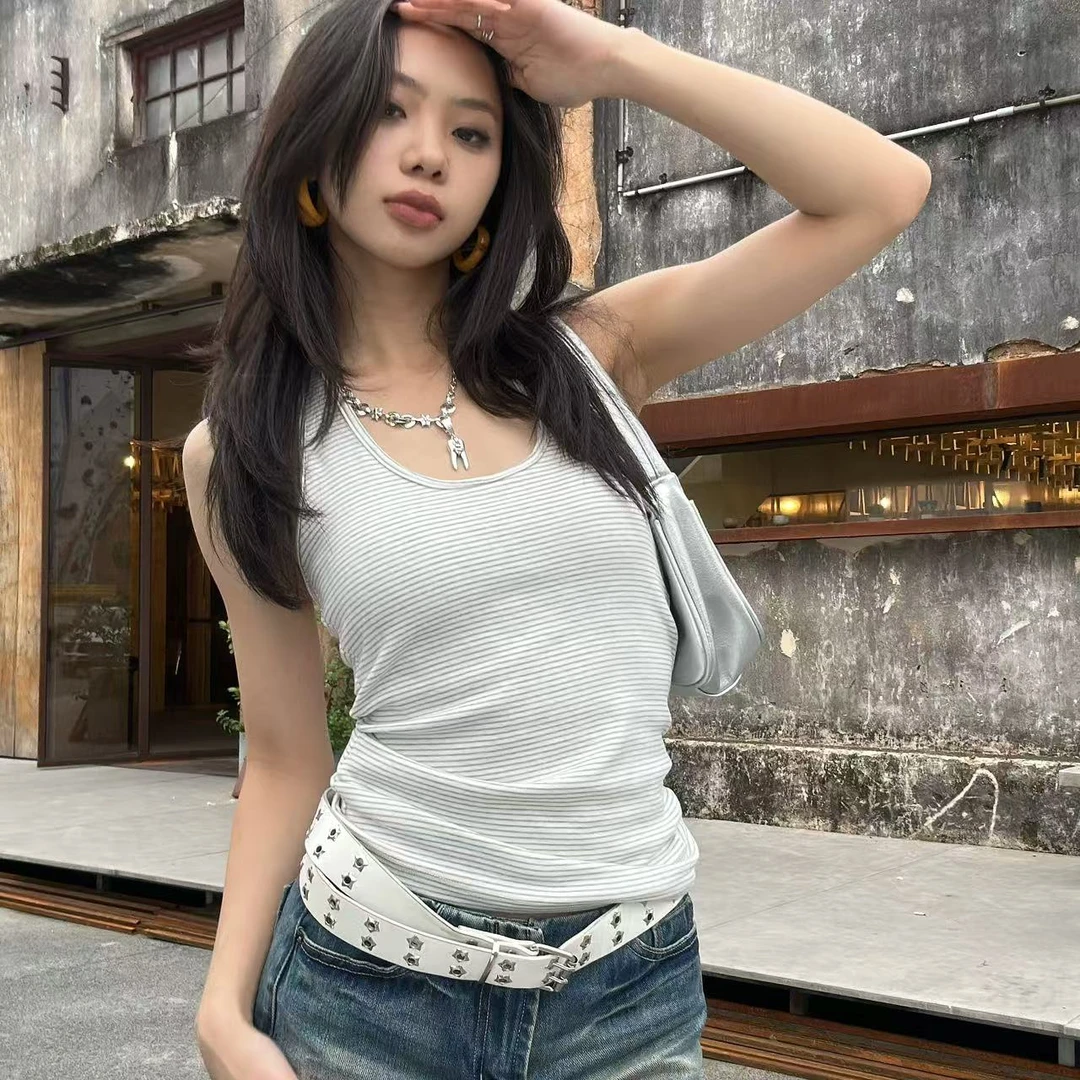 “挂脖”|虎皮卷棉质可调节带胸垫不可拆卸挂脖背心#S25432