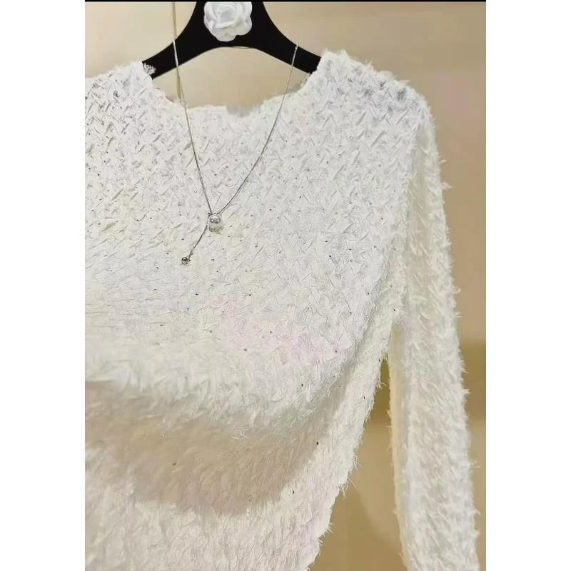 niuniu褶衣（初雪）重工流苏三宅艺术带钻满天星修身显瘦上衣