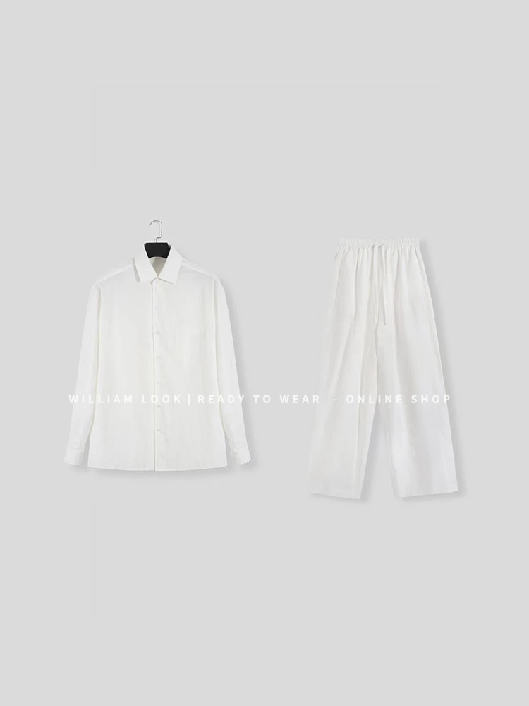 威廉威 男女同款【亚麻天丝套装】夏日酥服亚麻天丝衬衫两件套Z262