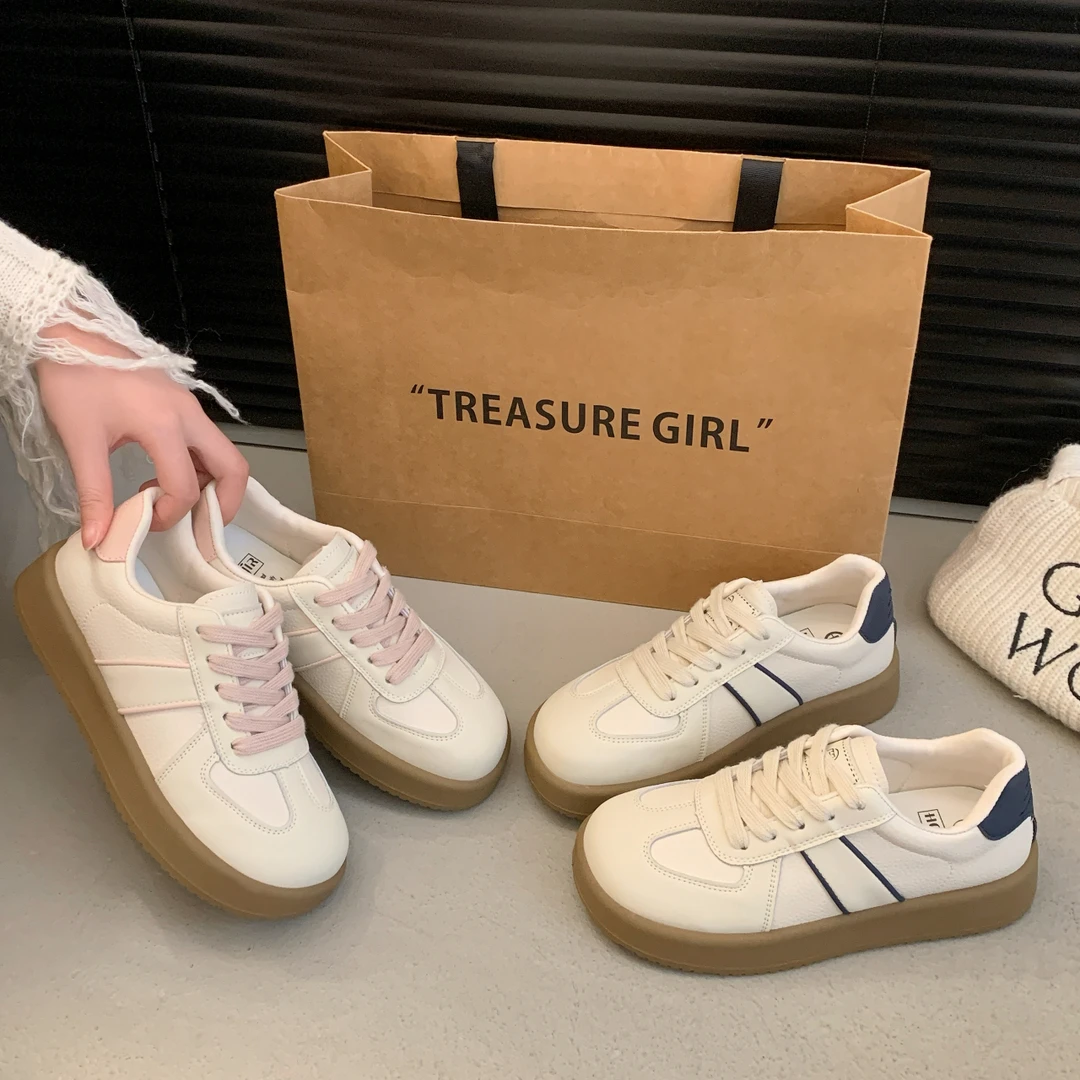 厚底阿甘小白鞋女2025新款春秋小个子增高德训鞋百搭休闲运动板鞋