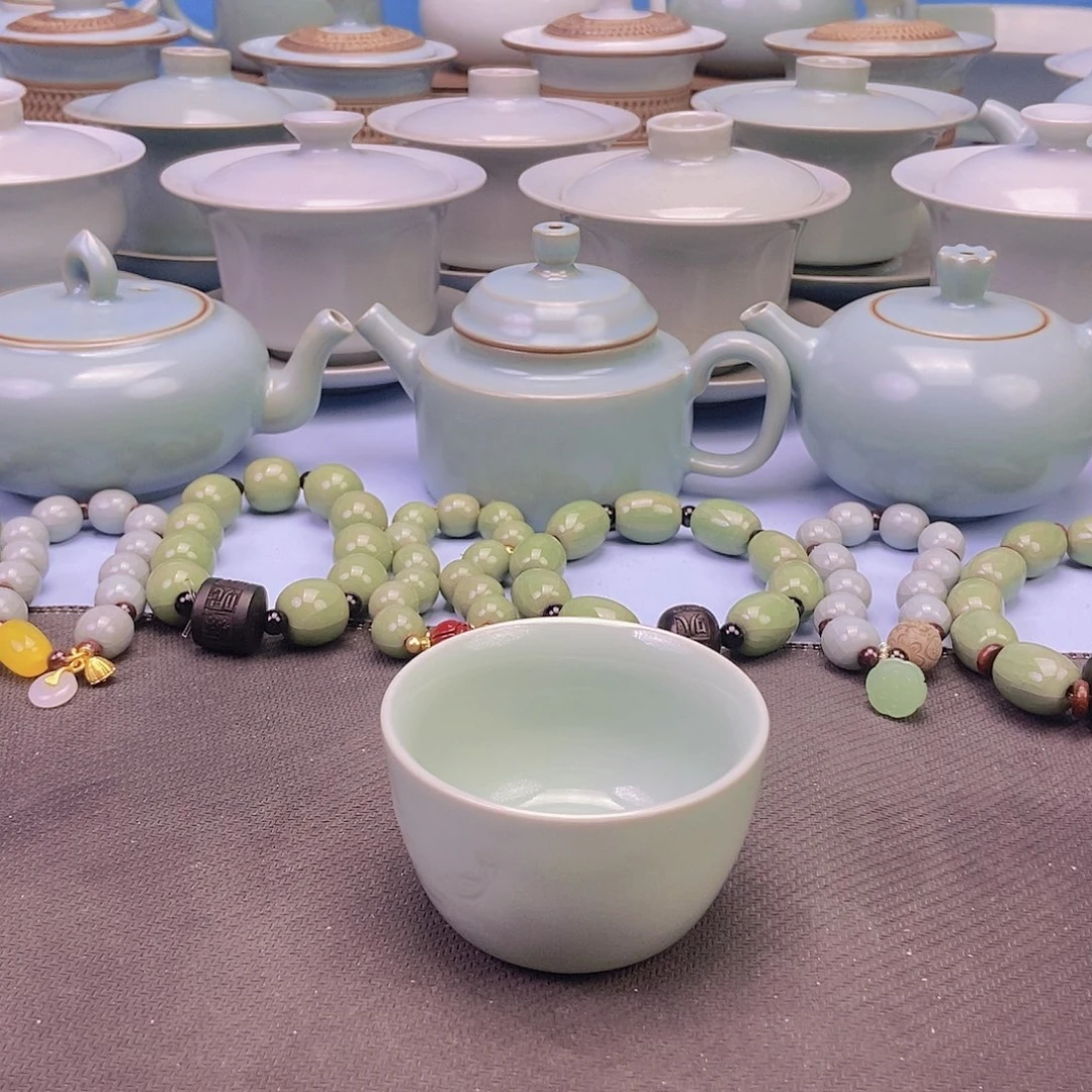 杯翠绿釉荷花杯矿原釉原产地