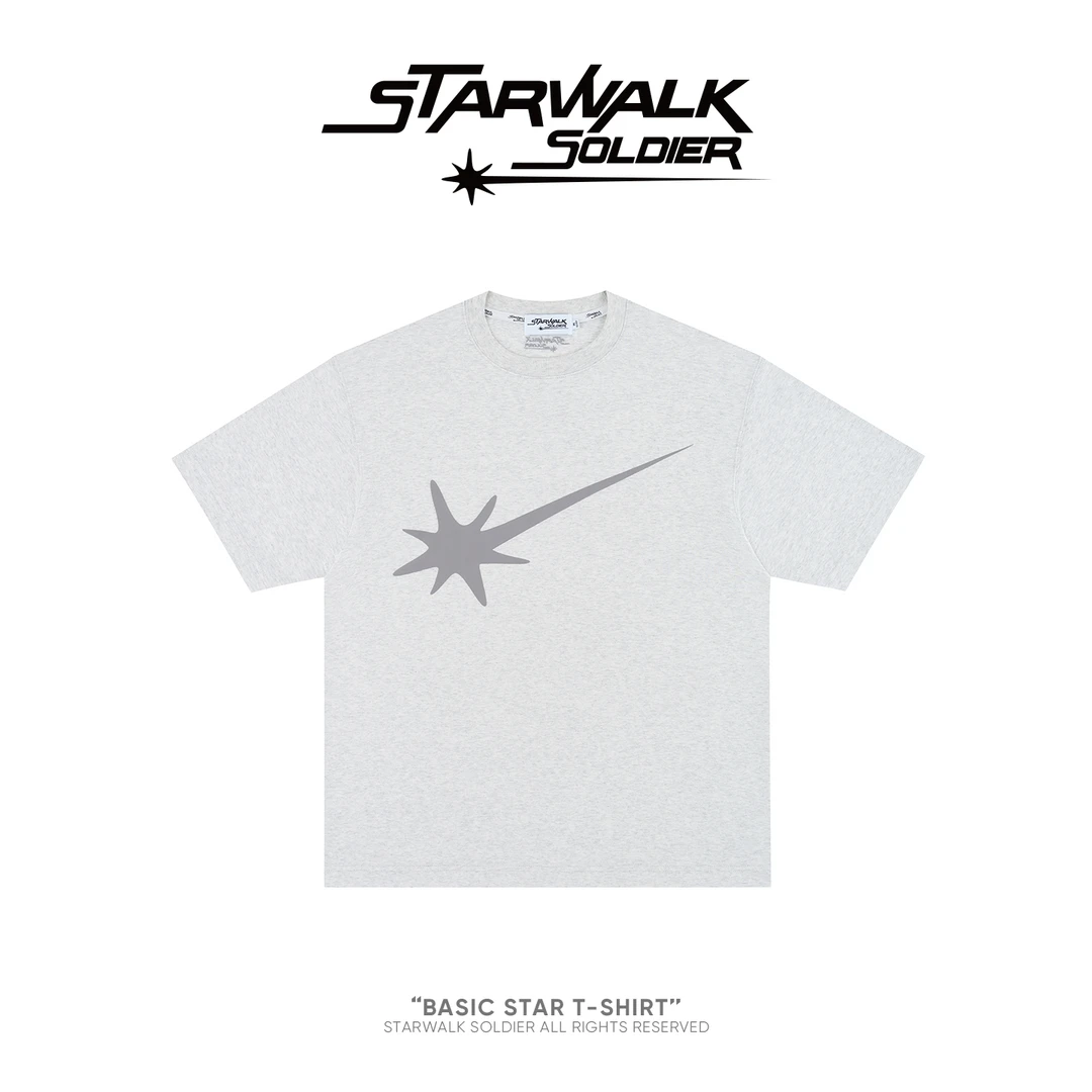 STARWALK SOLDIER基础宽松流星印花短袖女t恤2025新款纯棉百搭潮