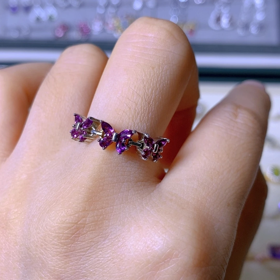 石榴石戒指银S925镶嵌上****源