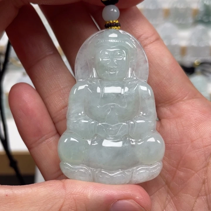 翡翠未镶嵌颈饰天然缅甸翡翠A货观音91号