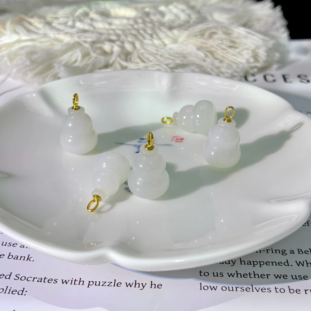 和田玉 白玉葫芦吊坠 18k金 2414 多样性发一件