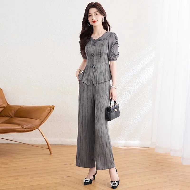 减龄洋气冰丝职业套装女春夏装2025新款爆款品牌高级感超火一整套