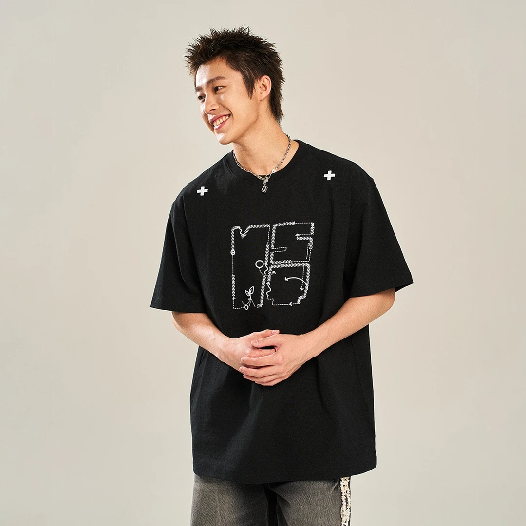 NSTNEW START发芽计划“旅行记忆”夏季基础刺绣宽松百搭短袖上衣