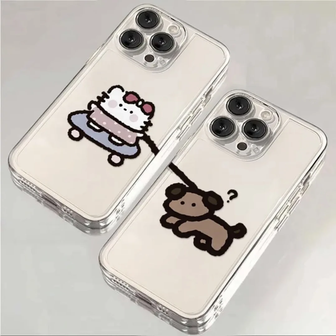 BANCA牵绳小猫小狗适用苹果16promax手机壳华为P70vivo小米15oppo