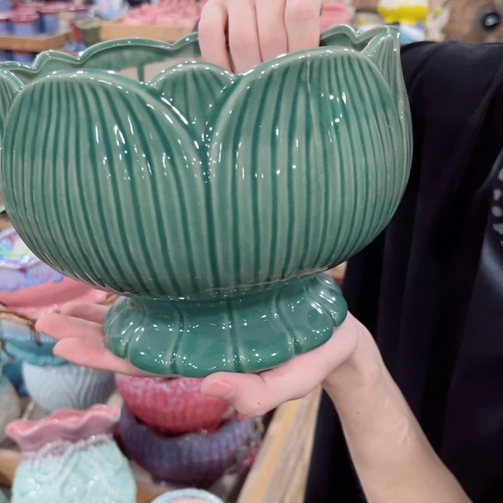 有孔.凑单10元陶瓷花盆发货！