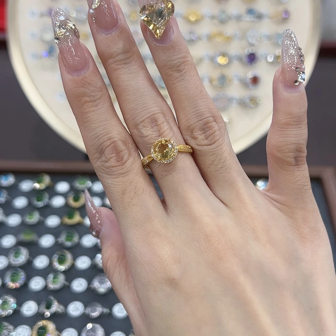 蛇纹石玉戒指银S925镶嵌