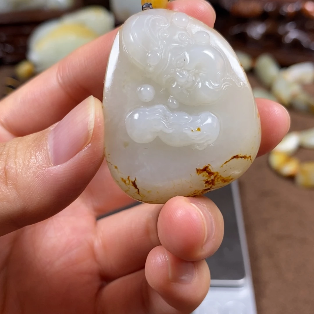 和田玉未镶嵌挂件财财