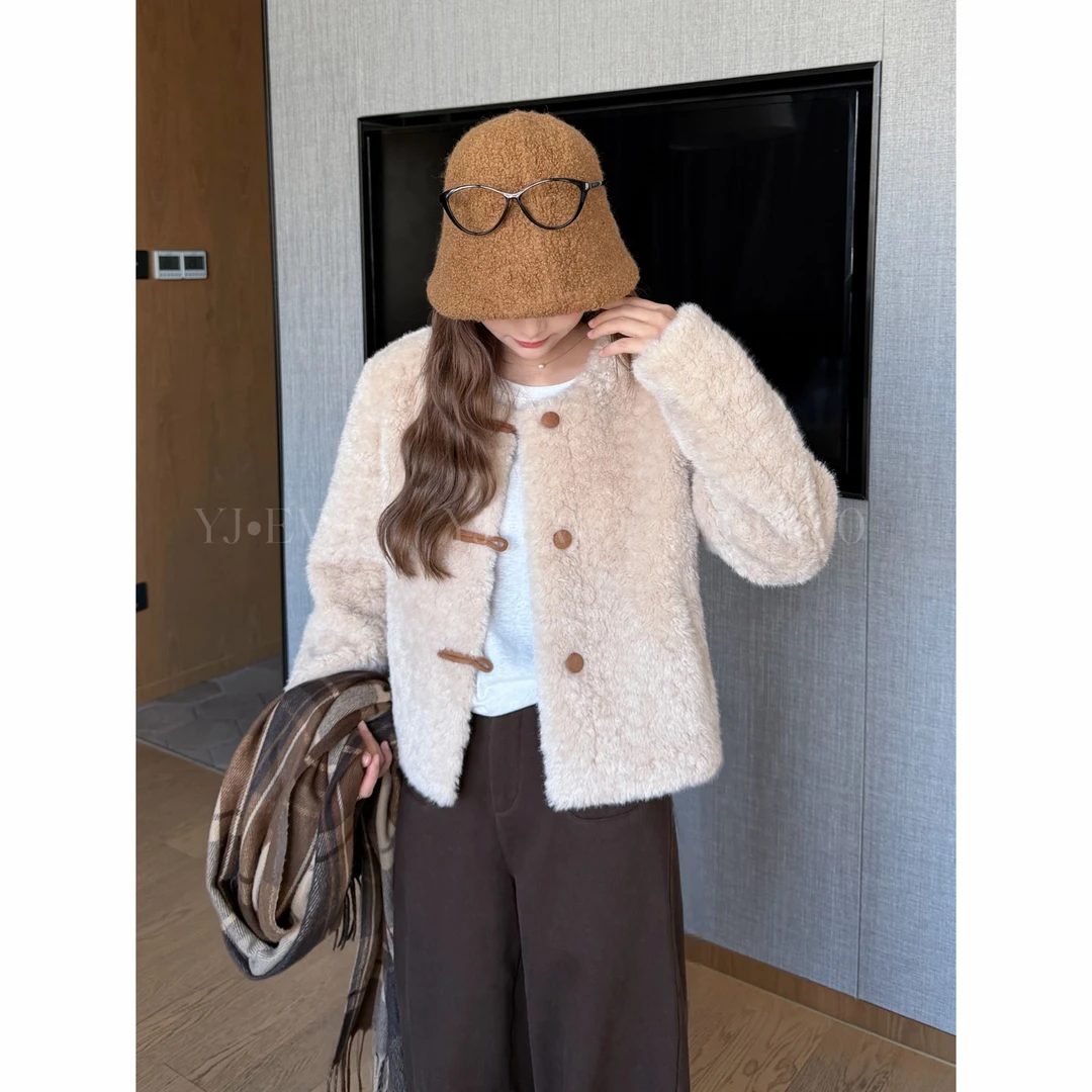 【小爽小个子】冬季小香风气质短款休闲百搭复古毛绒短外套-2718