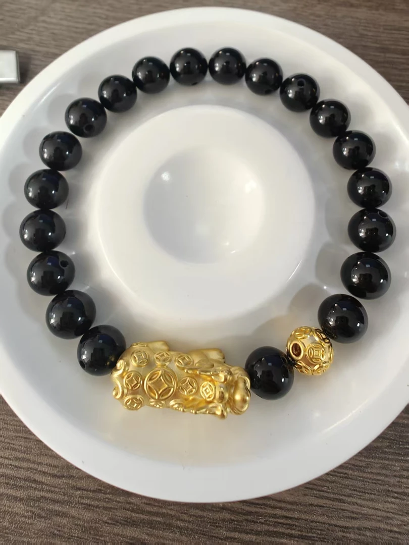 【足金999】卡8黄金貔貅+黄金转运珠