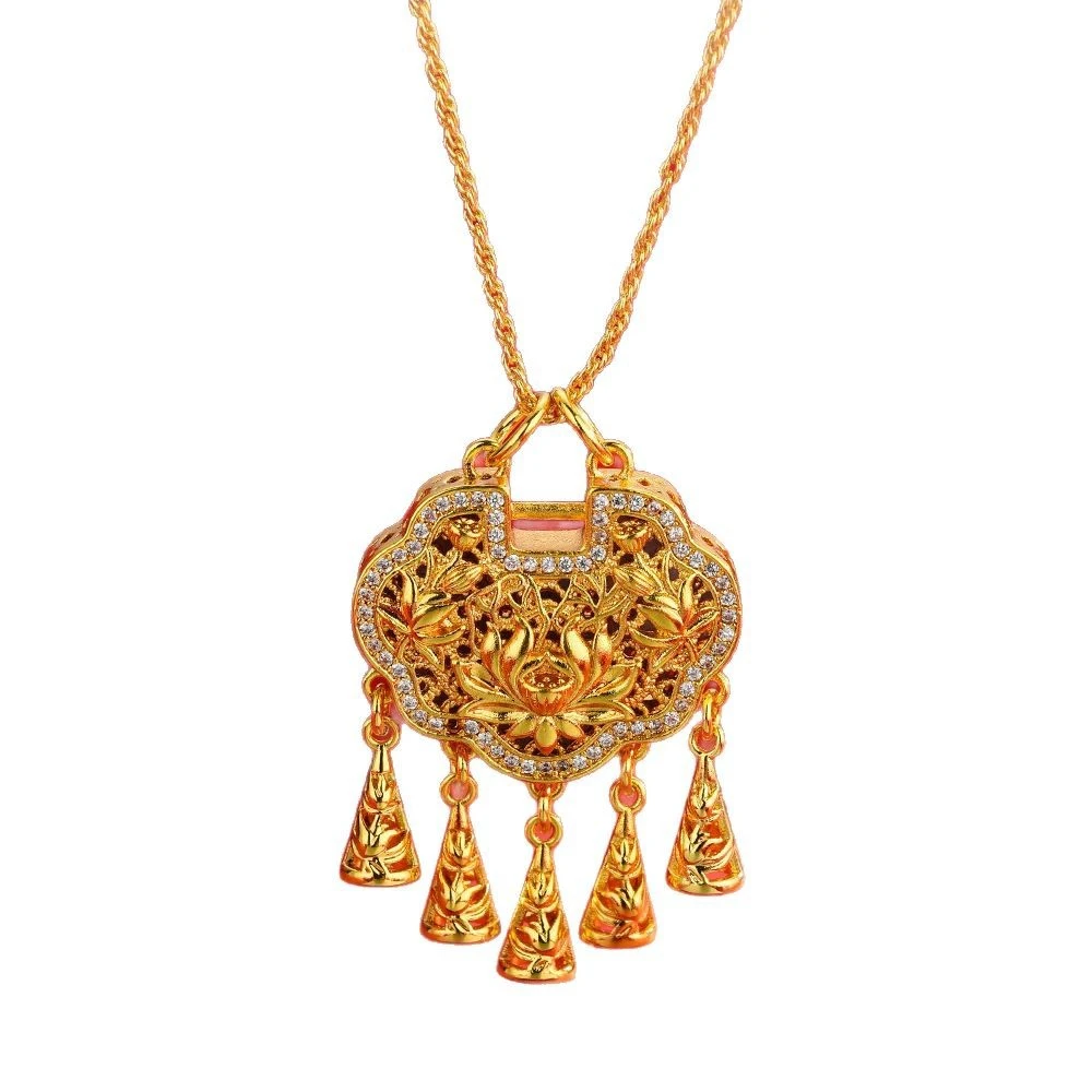 24-KK1021时尚气质精美款如意锁黄色吊坠