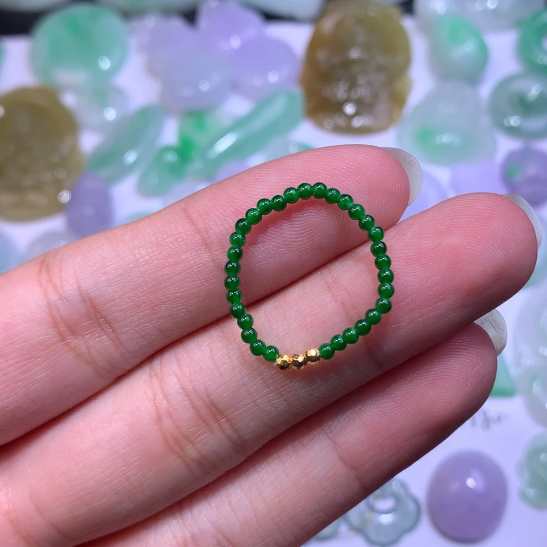 翡翠18K金镶嵌颈饰戒指