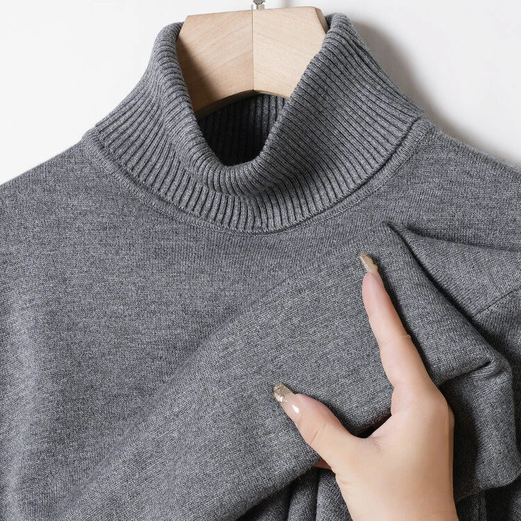 100%纯山羊绒男士秋冬季高领针织羊绒打底纯色套头毛衣