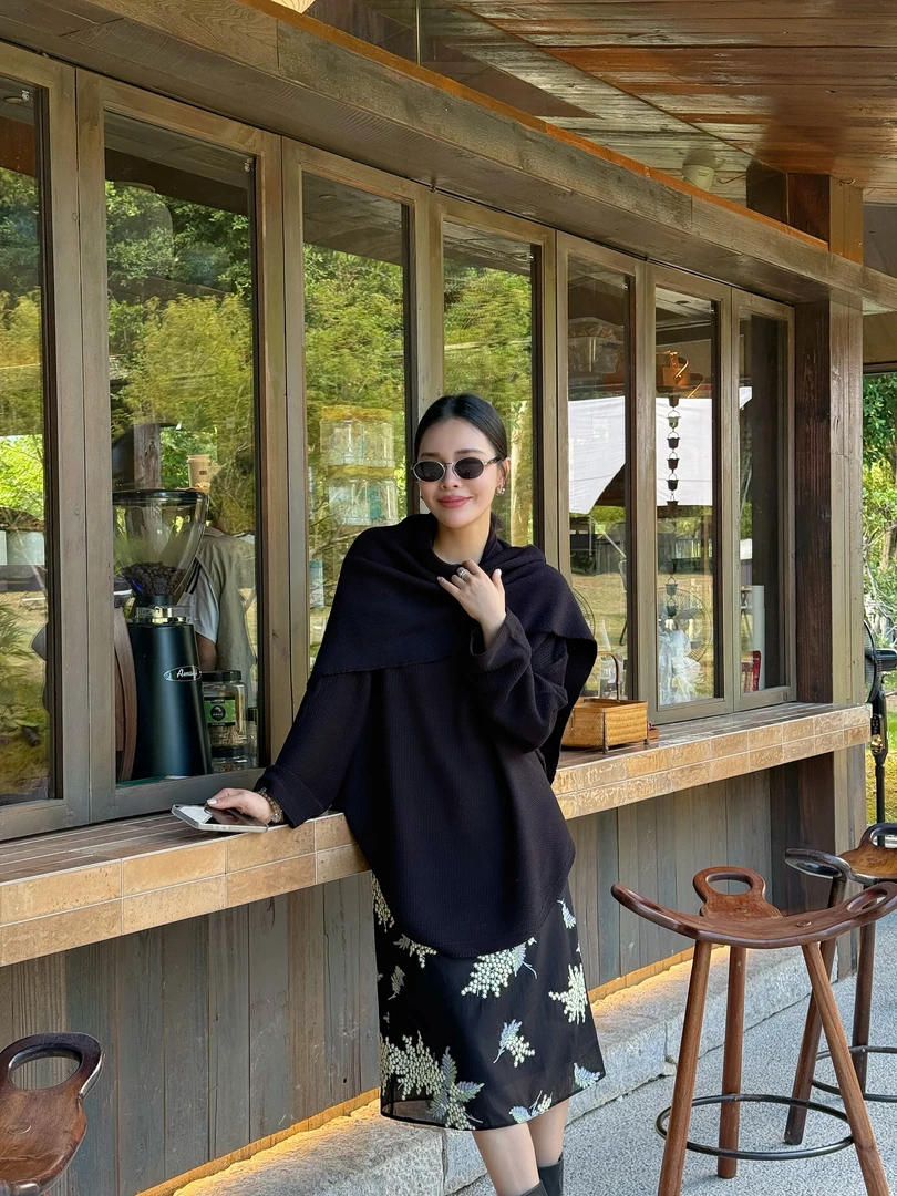 耶耶YEYE|“爱丁堡”披肩针织设计感长袖针织衫